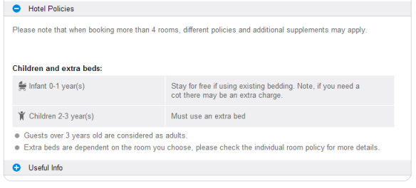 Hotel Child policy.