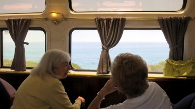 Two women enjoying the view in the Parlour Car.