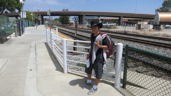 Waiting to board the Amtrak in Camarillo, CA.