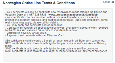 The terms & conditions are identical for all of the cruise lines.