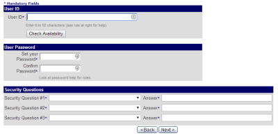 Choose a User ID, password & answer your security questions.