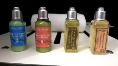 L'Occataine products in the shower suite.