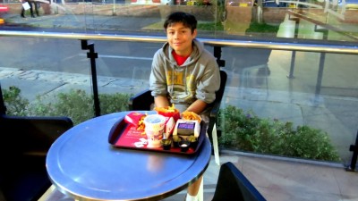 Shawn Reece enjoying his birthday meal at McDonald's in Bogota!