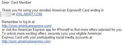 The confirmation email from Amex.
