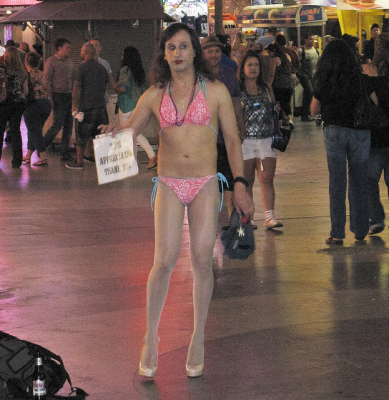 Vegas characters. Street performer downtown on Fremont Street.