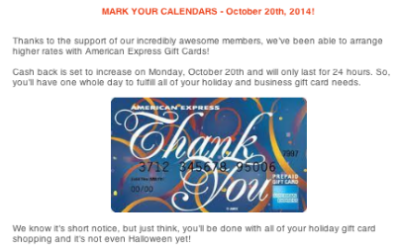 American Express gift cards big crumbs