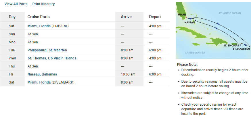 Norwegian Getaway Eastern Caribbean itinerary.
