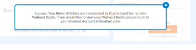 Savings Catcher App Bluebird confirmation.