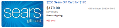 Sears gift cards
