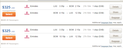 Los Angeles to Mumbai for $325 roundtrip.