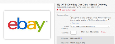 eBay gift card deal