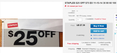 staples coupon ebay