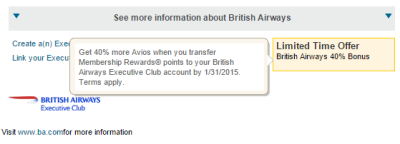 Membership Rewards Transfer Bonus Avios
