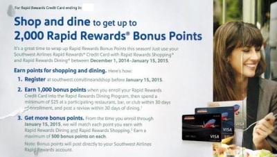 Southwest Rapid Rewards Dining Bonus