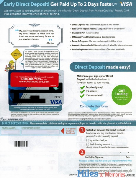 achieve prepaid card mailer fake