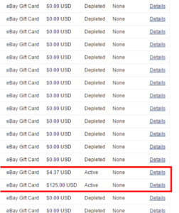 ebay gift card balances