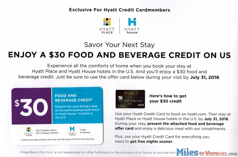Targeted Hyatt Food and Beverage Credit