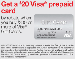 Staples Visa Gift Card Rebate Deal