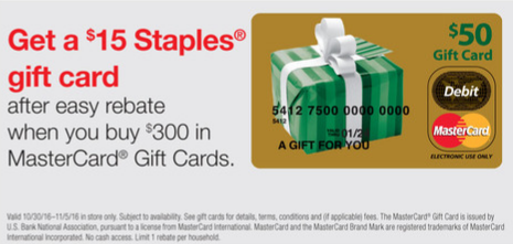 Staples Mastercard Gift Card Rebate