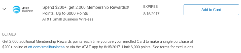 amex offer AT&T