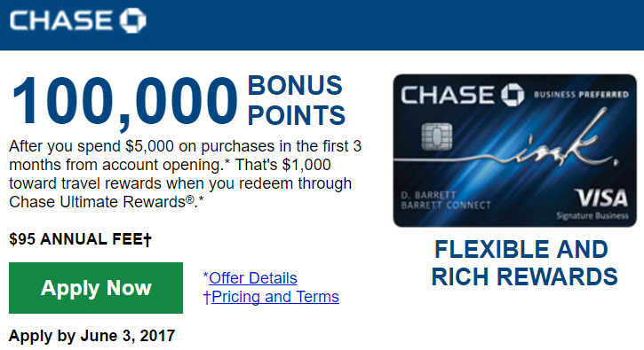 Chase Ink Preferred 100k bonus