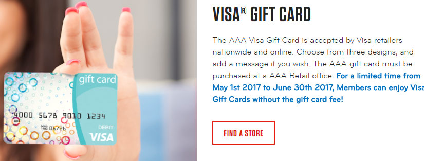 aaa fee free visa gift cards