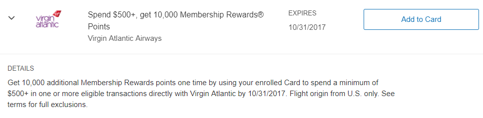 virgin atlantic amex offer