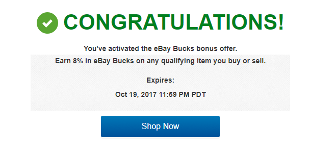 eBay Bucks Bonus Offer