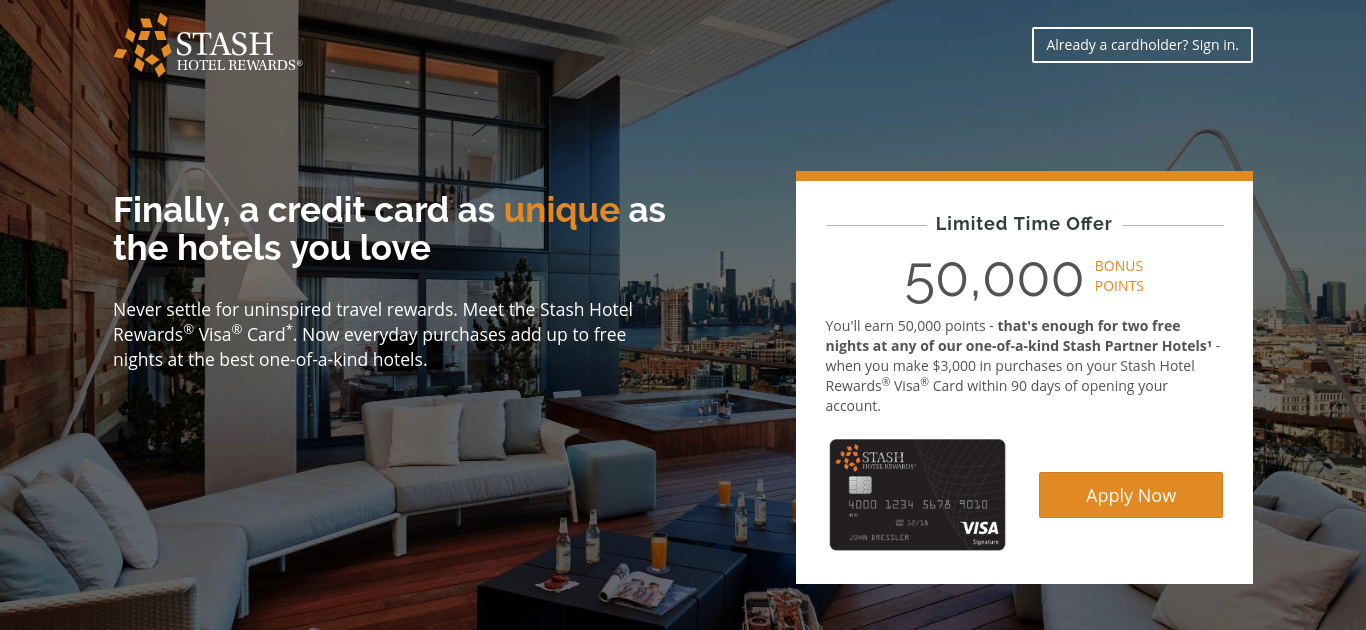 Stash Hotel Rewards Credit Card, New 50,000 Point Bonus