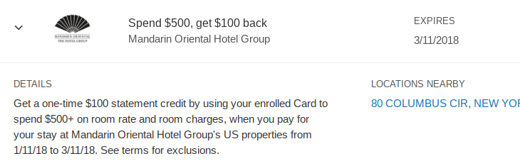 Amex Offers: Hotels