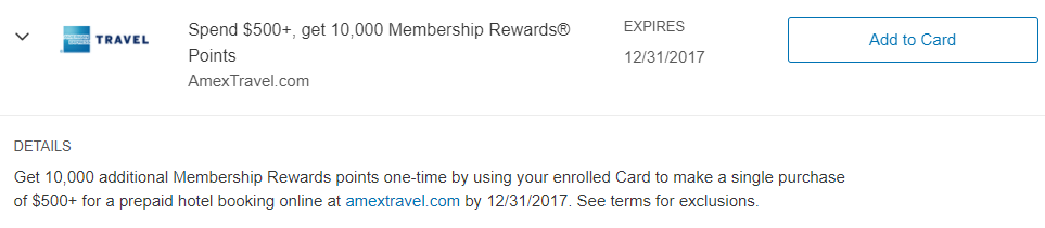 amextravel amex offer
