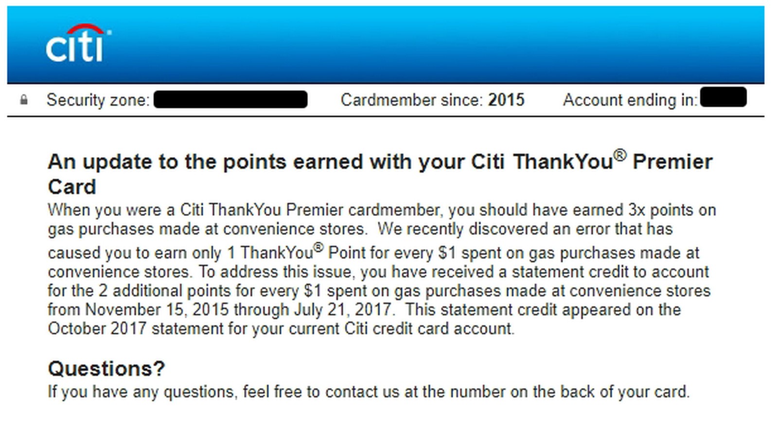 Citi Underpaid ThankYou Premier Card Holders