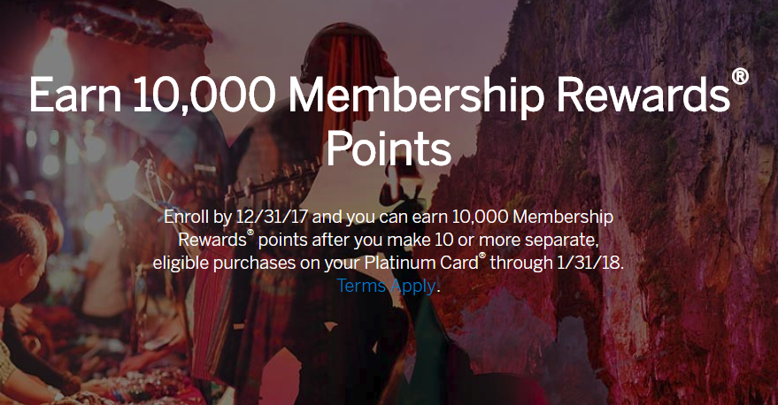 amex platinum 10K points with 10 purchases