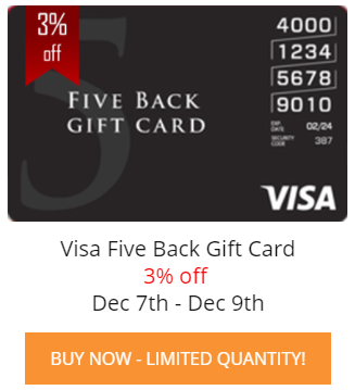 GiftCardMall five back visa offer