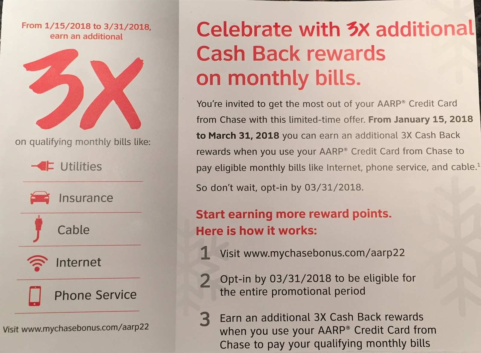 Chase Sends Out Chase AARP Spending Offers