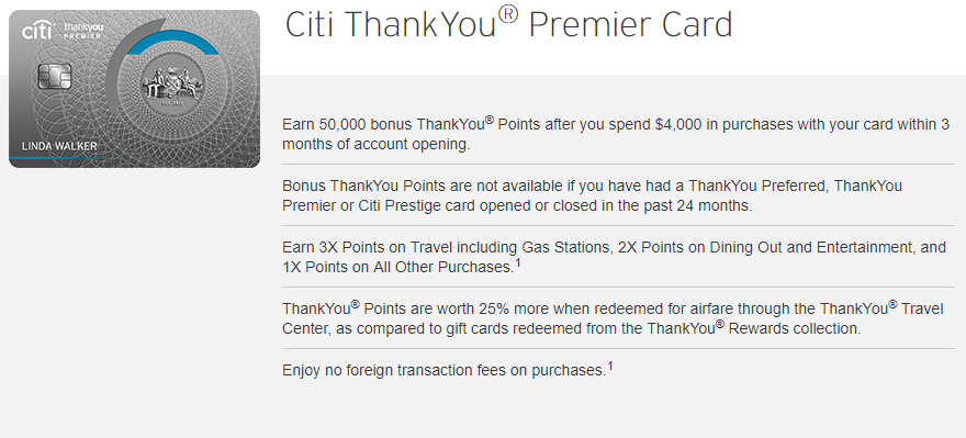 Citi ThankYou Premier 50K bonus