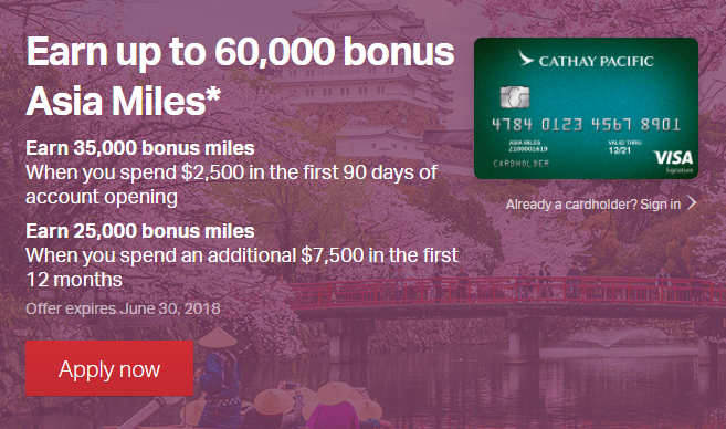 Cathay Pacific Credit Card 60K bonus