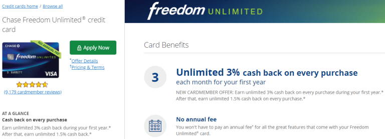 Chase Freedom Unlimited 3x