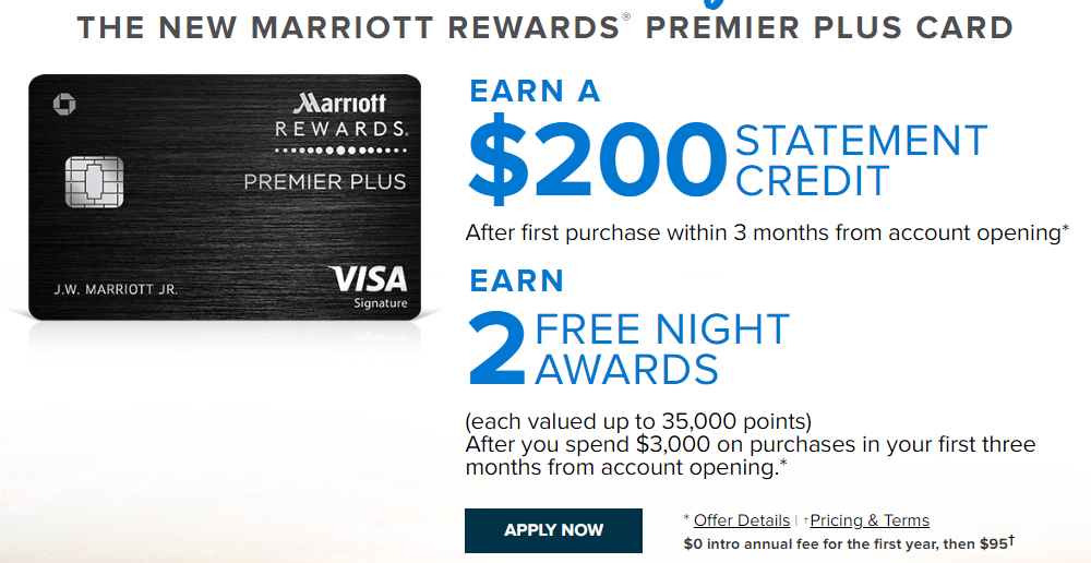 Chase Marriott Rewards Premier Plus 2 free nights offer