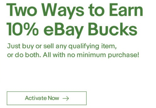 ebay bucks offer 10% buy sell