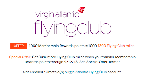 Virgin Atlantic Flying Club Transfer Bonus