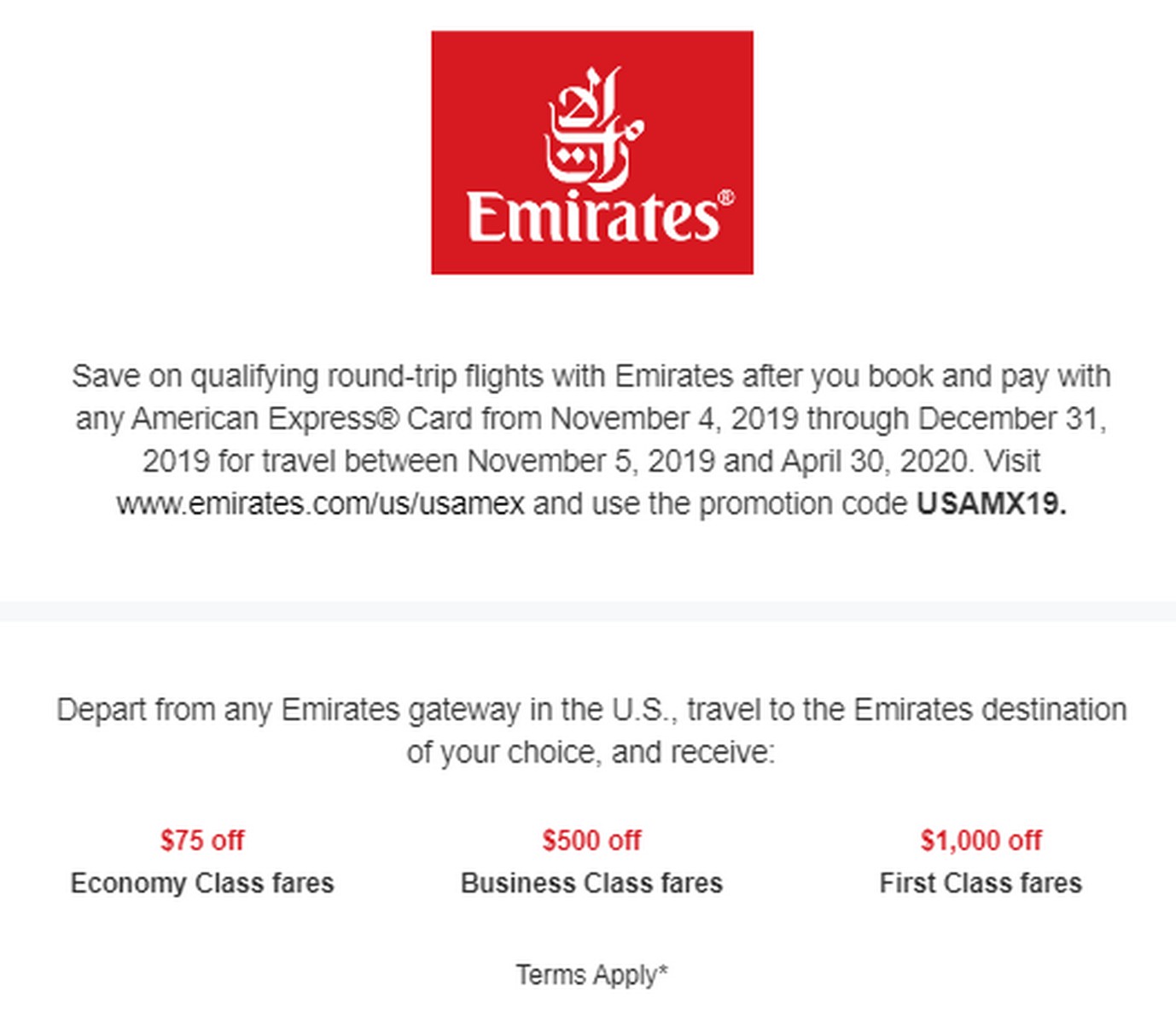 Save on Emirates Flights with American Express Partnership