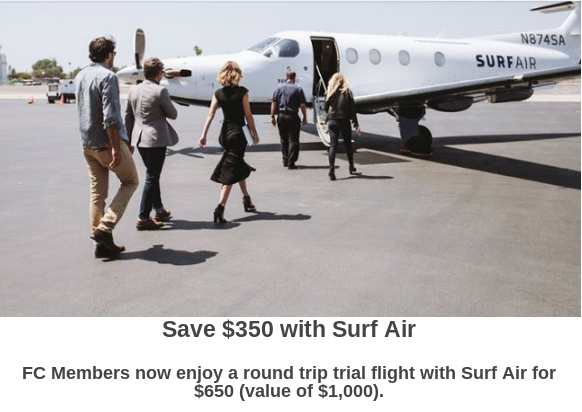 New FoundersCard Benefit: Surf Air 