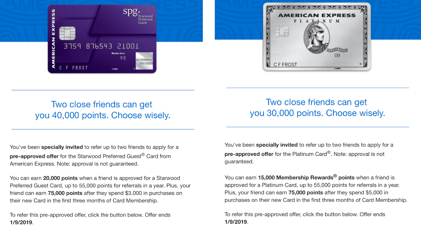 Amex Referral Offers with NO Lifetime Language