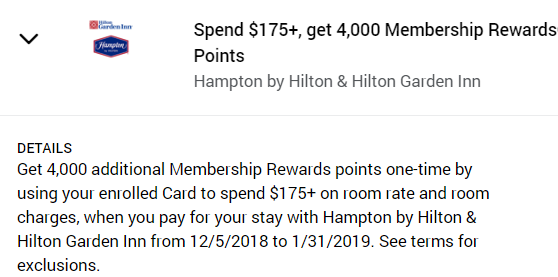 Hampton by Hilton & Hilton Garden Inn amex offer