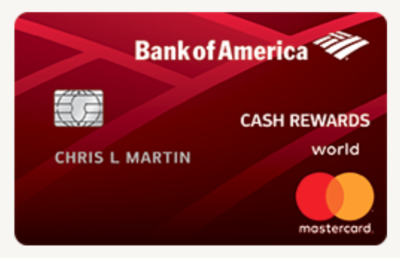 World Mastercards like the Bank of America Cash Rewards card offer cell phone insurance