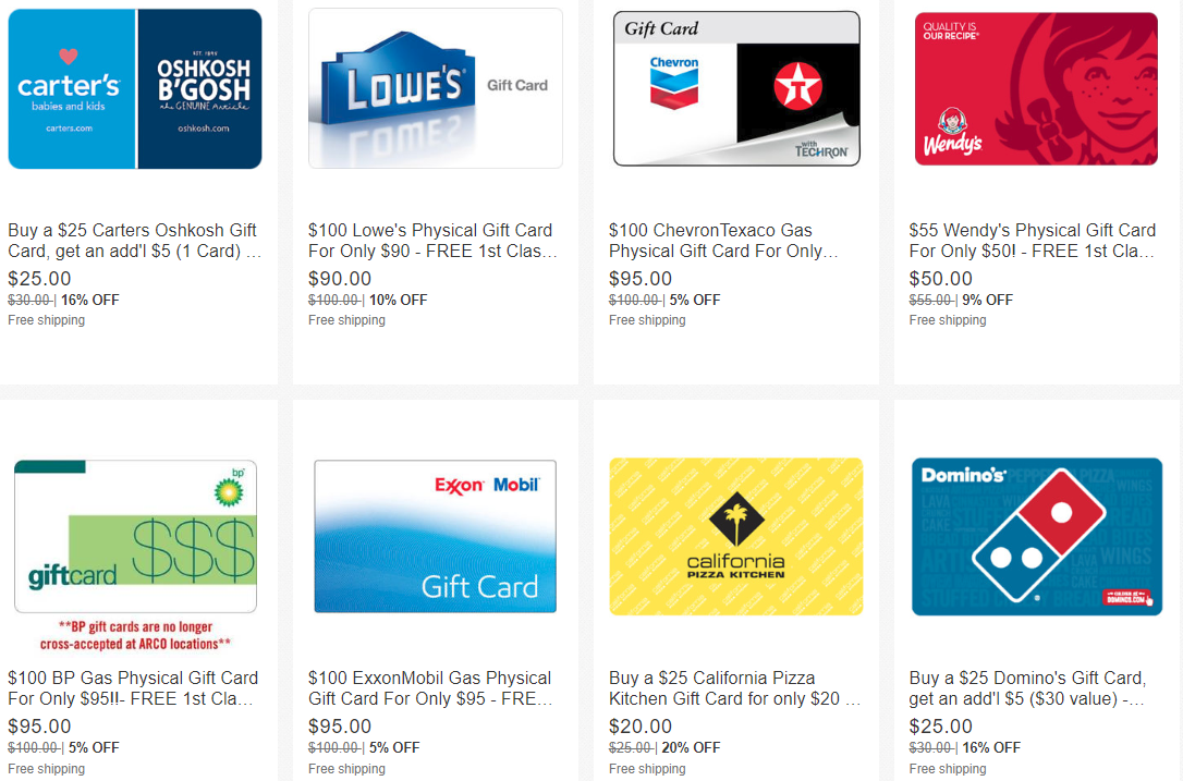 eBay Discounted Gift Cards