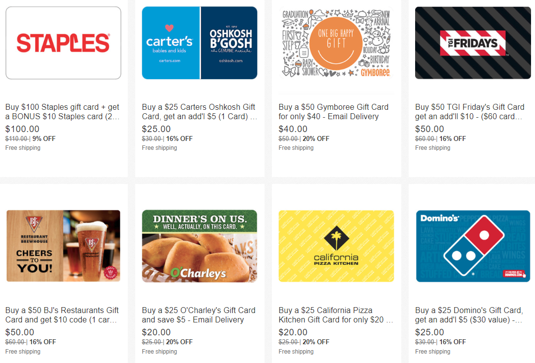 ebay discounted gift cards