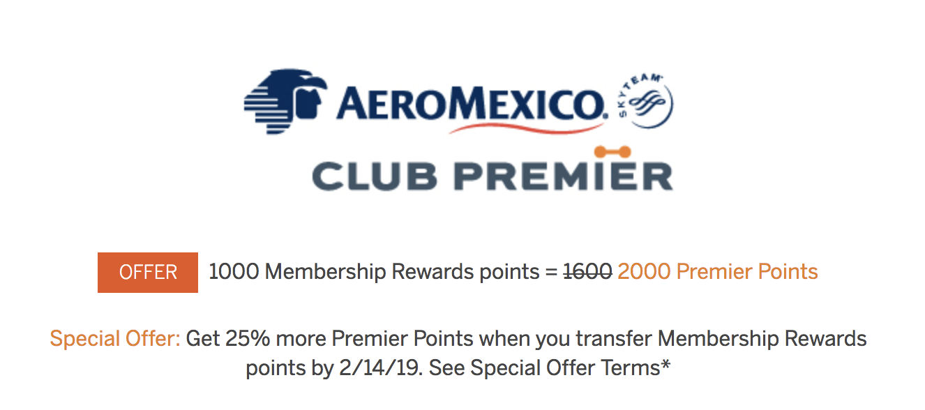 AeroMexico Club Premier Transfer Bonus