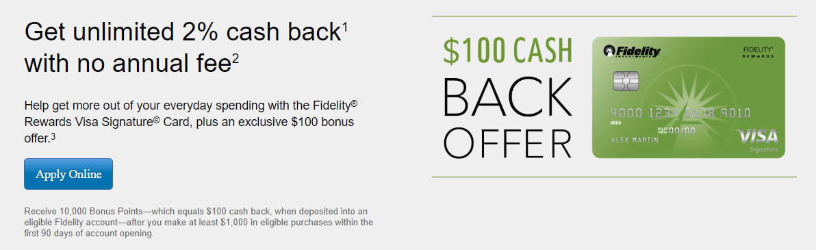 fidelity visa 100 bonus